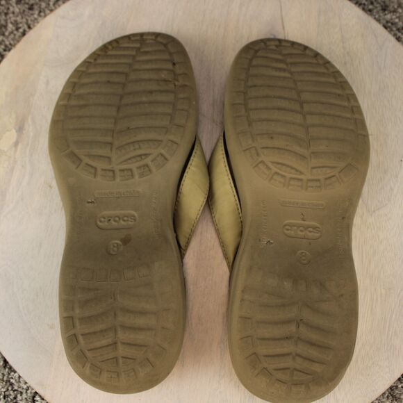 Crocs Thong Sandals Womens 8 Tan Beige Comfort - Picture 8 of 10